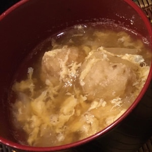 冷凍肉団子と玉ねぎとたまごの和風スープ